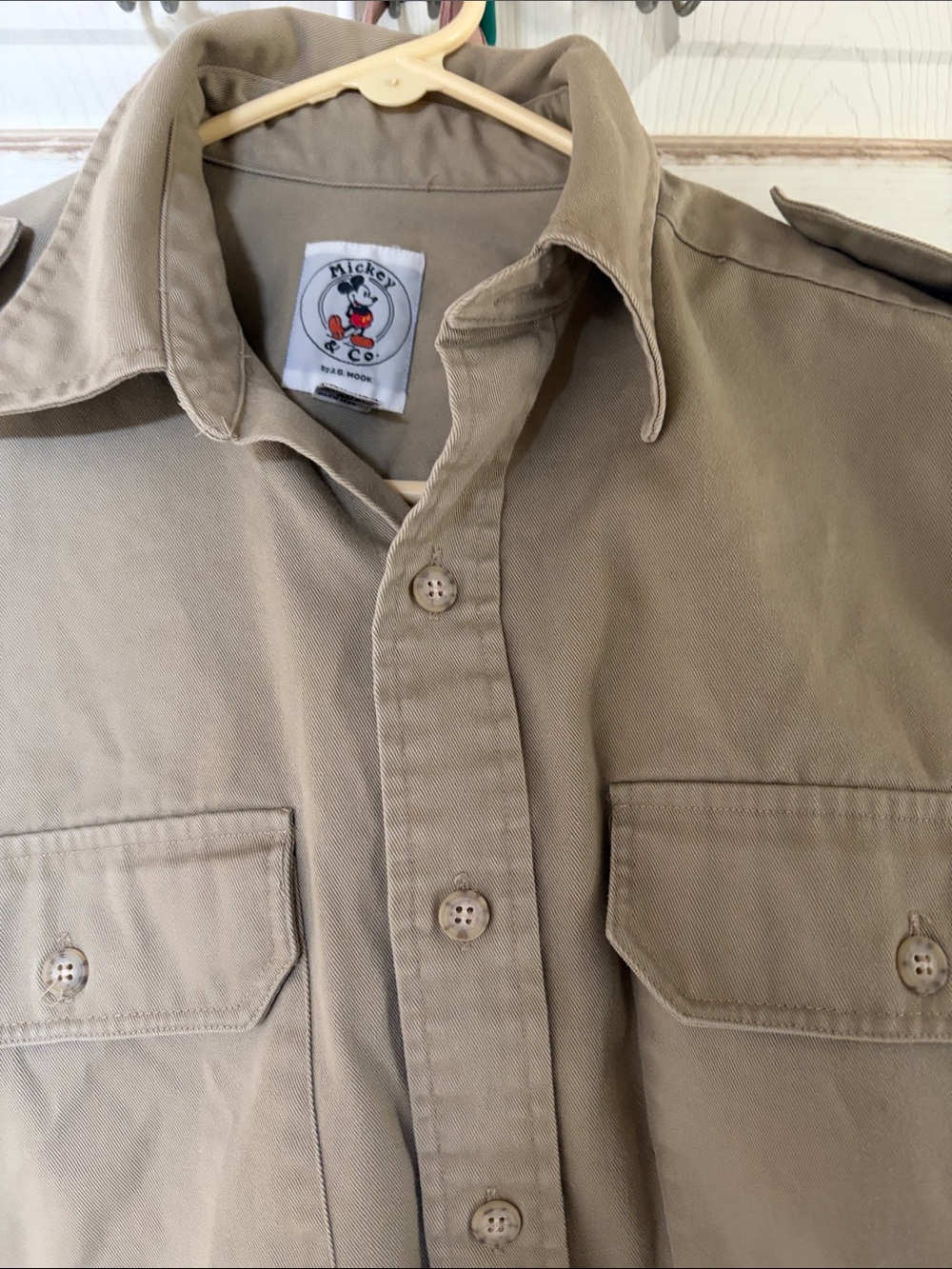 Disney Khaki Button-Down Shirt with Chest Pockets